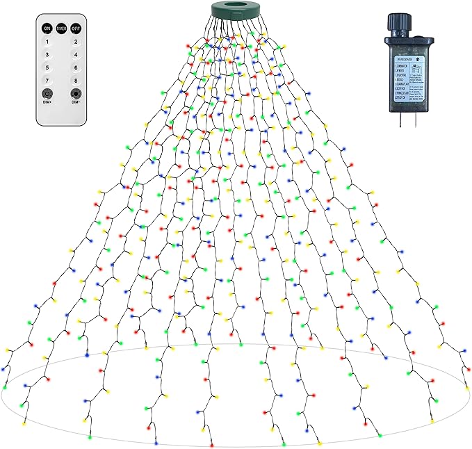 aneeway 400 LED Christmas Tree Lights, Christmas Lights with 8 Light Modes & Memory Function, 6.6FT x 16 String Light with Timing Function & Remote Control for Xmas Ornaments - Multicolor