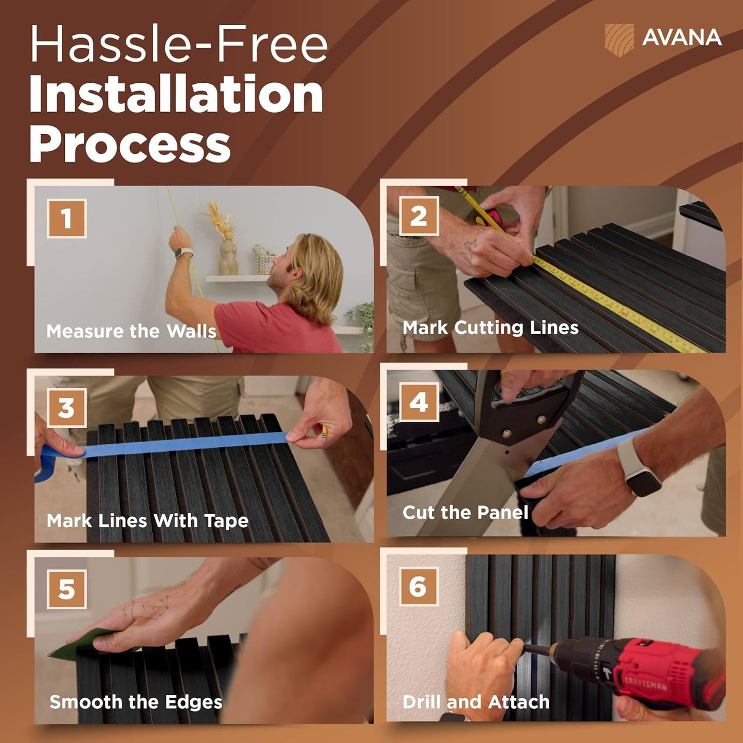 Avana Modern Acoustic Wood Wall Panels – 94.4 X 12.6 Inch Black Oak Acoustic Panels 1 PC – Wall Panels For Interior Wall Decor For Homes, Offices, Studios – Sturdy And Durable Wood Panels For Wall