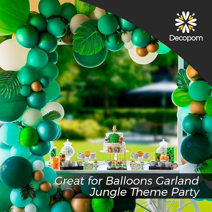 Decopom Palm Leaves Artificial Tropical Monstera 36Pack 6 Kinds Large Small Green Fake Palm Leaf with Stems