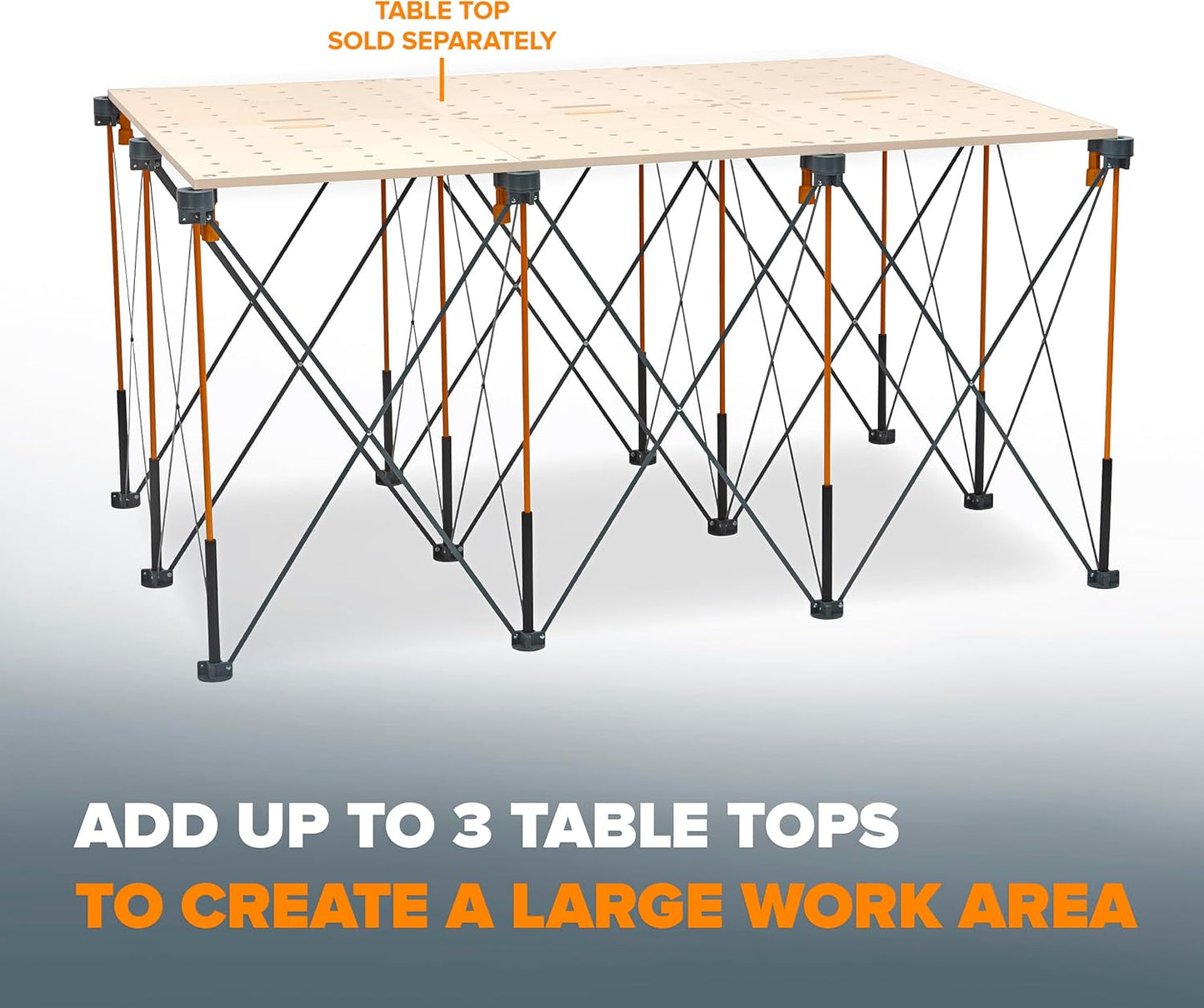 BORA Centipede CT12 36 inch Tall Portable Folding Workstand with Carry Strap, Collapsible Workbench, Construction Table, Support, Sawhorse, 4Ft X 6Ft, 36 inch Work Height, 4500lb Weight Capacity