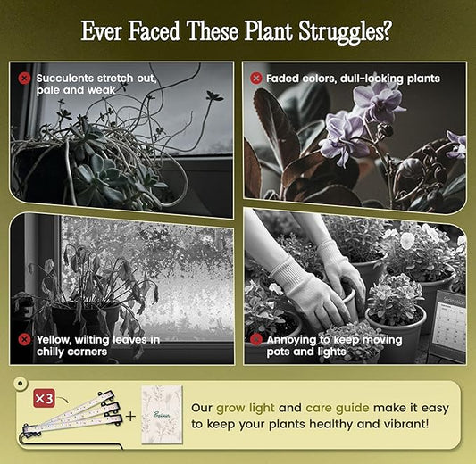 PRAISUN 51.3 Inch Plant Stand with Grow Light, 6 Tiered Indoor Plant Shelf with Larger Flower Holder, Pine-Shaped Stand, 3 Light Modes, Open Base, Corner Plant Rack for Living Room, Rustic Brown