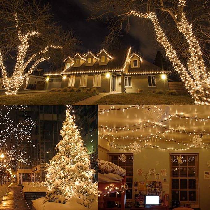 Toodour Christmas Lights Outdoor, 328ft 1000 LED String Lights, Timer, Waterproof 8 Modes Outdoor Christmas String Light - Twinkle Light for Tree Home Garden Yard Wedding Party Xmas Decor(Warm White)