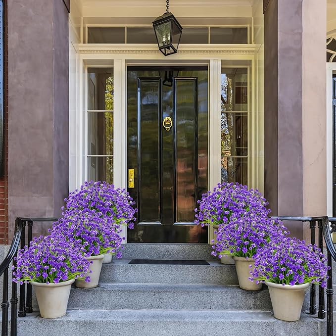 AGIRL 24 Bundles Artificial Flowers for Outdoor,No Fade Fake Plastic Flowers Faux Plants for Decoration Hanging Planters Indoor Outside Garden Porch Window Box Home Wedding Farmhouse