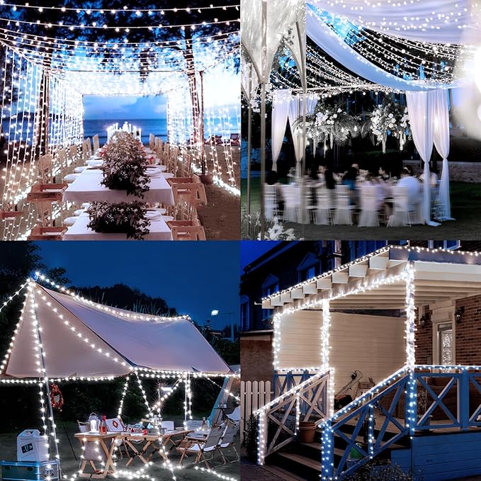 Heceltt Christmas Lights Outdoor, 403FT 1000 LED String Lights 8 Modes and Timer Memory Function Twinkle Fairy Lights IP44 Waterproof Plug in for Xmas Tree Wedding Party Holiday Decor(White)
