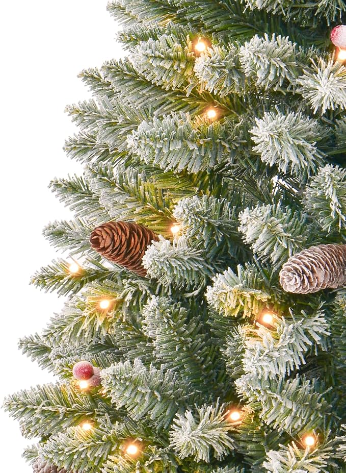 3FT Pre-lit Small Mini Snow Flocked Christmas Tree with Warm White Multi-Color LED Lights, Remote Control and Timer, Perfect for Tabletop Decorations, Home, Kitchen, Dining Table top