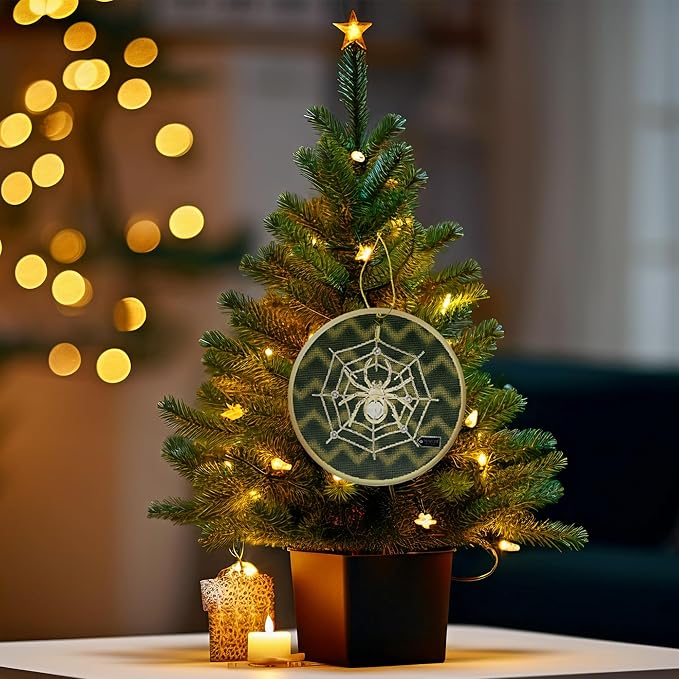 Matashi 5D Spider Print Art Ornament - Lucky Spider Hanging Ornaments for Christmas Tree Decor - with Story of The Tradition of Tinsel Legend Spider on Web Ornament