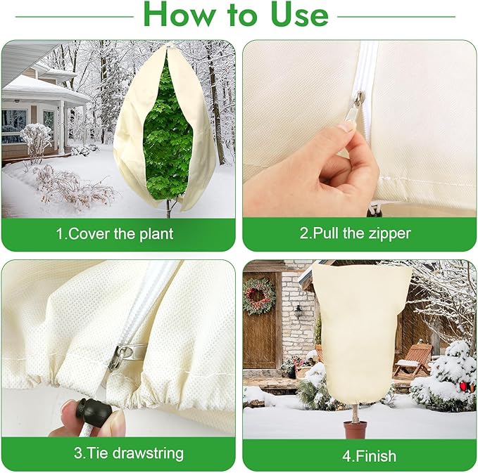 2 Pack Plant Covers Freeze Protection, 47" X 71" Large Frost Cloth Plant Freeze Protection, Frost Blankets for Winter Outdoor Plants Tree Shrub Rose Bush, with Drawstring