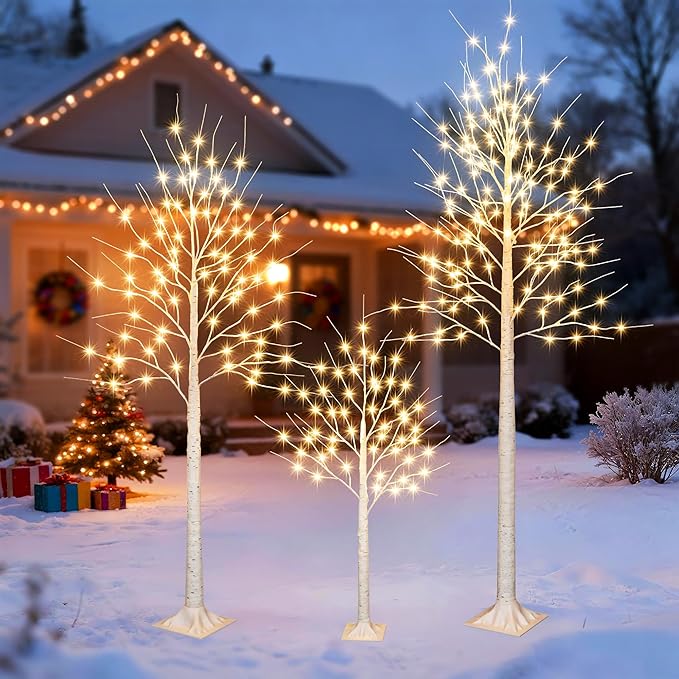 iBaycon 6FT Christmas Birch Tree Lights, Lighted Birch Tree LED Artificial Trees with 8 Modes Timer, Prelit Light Up Trees for Indoor and Outdoor Party Holiday Christmas Decorations