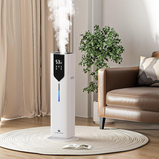 10L/2.6Gal Smart Humidifiers for Bedroom Large Room up to 600ft², 100H Runtime Cool Mist Top Fill, Ultra Quiet 30dB, Auto Control, Perfect for Bedroom, Office, Baby, White