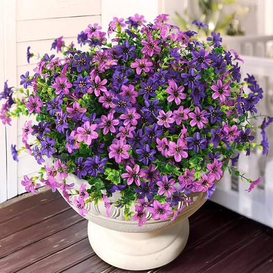 Artificial Flowers for Outdoors, 12 Bundles Multicolor Faux Silk Flower Spring Summer Decoration, Artificial Plants Fake Outdoor Flowers UV Resistant No Fade for Home Planter Porch Patio Yard Decor