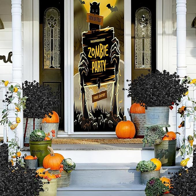 AmyHomie 16 Bundles Black Eucalyptus Artificial Flowers for Outdoor UV Resistant Faux Flowers No Fade Fake Plastic Plants Garden Porch Window Box Decorating