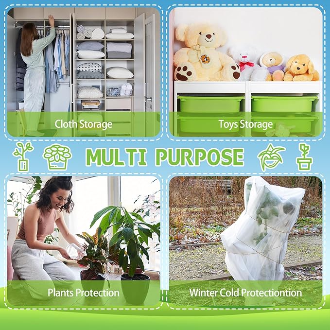 6 Pcs Winter Plant Covers Freeze Protection Small Plastic Clear Film Cover Shelter Bags Waterproof Frost Cloth for Outdoor Plants Greenhouse Garden Rain Frost Protection(39.4 x 59 Inch)