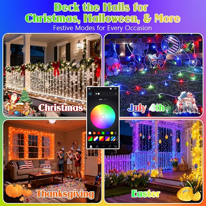 188FT 600LED Smart Color Changing Christmas String Lights Outdoor | App Control RGB LED String Lights with Remote & Timer, Waterproof Twinkle Christmas Tree Lights Indoor for Holiday Xmas Decor