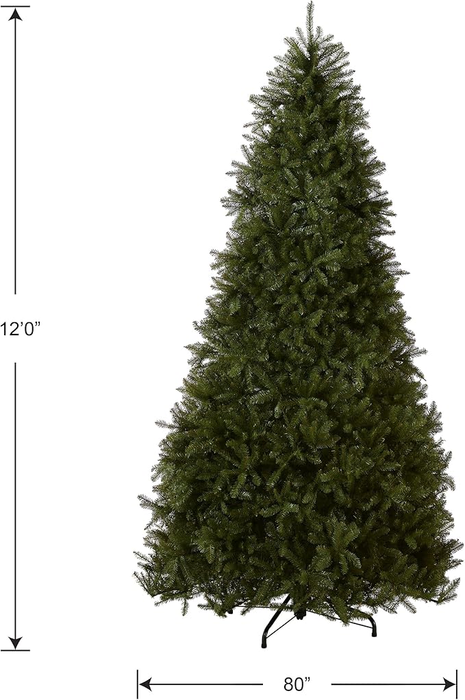National Tree Company 12 ft Unlit Dunhill Fir Artificial Full Christmas Tree, 7,794 Tips, Includes Stand, Green