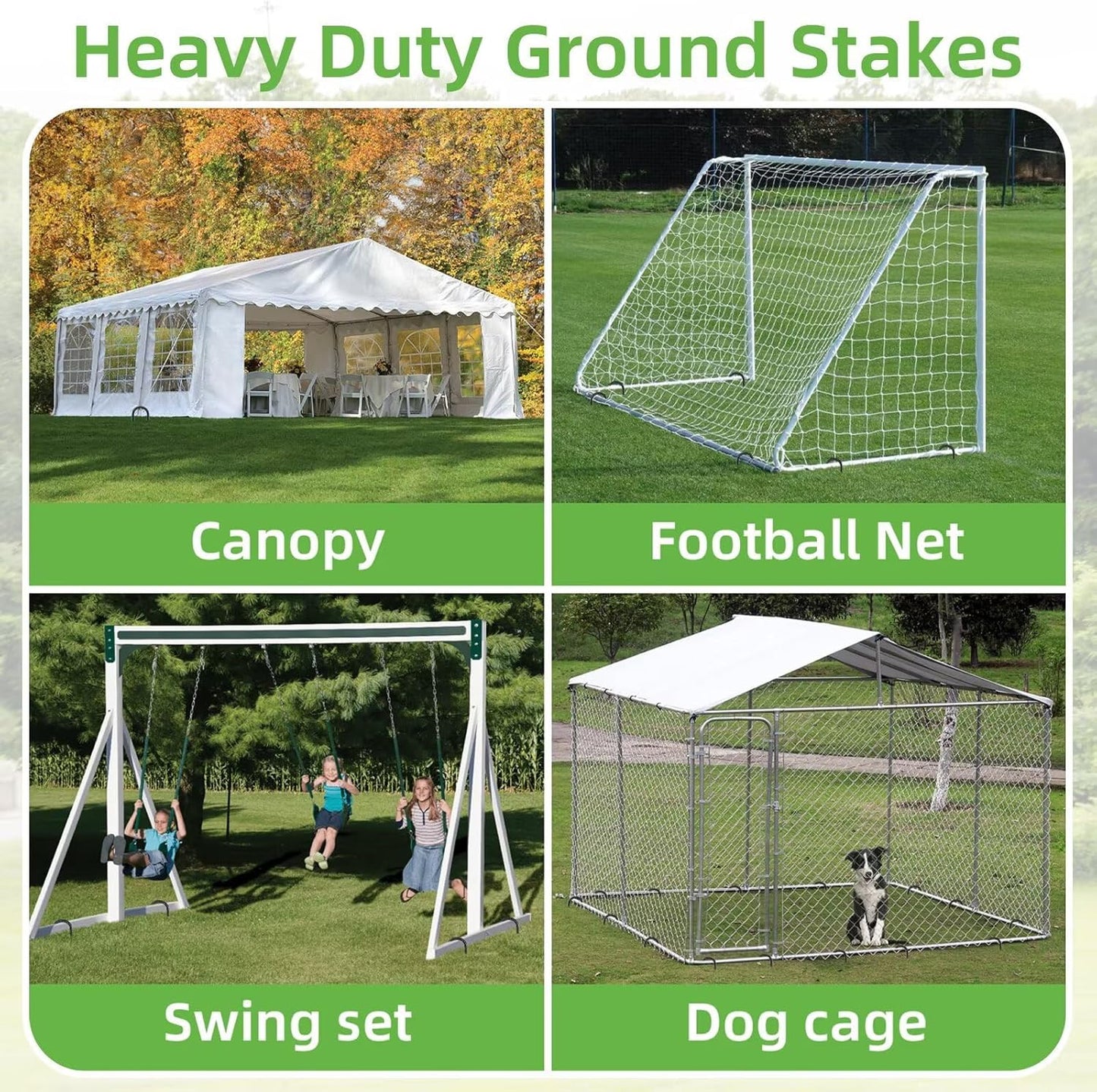 Black Trampoline Stakes Anchors High Wind 16inx10mm Galvanized U Hook 20pcs Rebar Stakes – Heavy Duty Ground Anchors for Trampoline,Yard & Inflatable,Landscape Metal Stakes for Outdoor Decorations