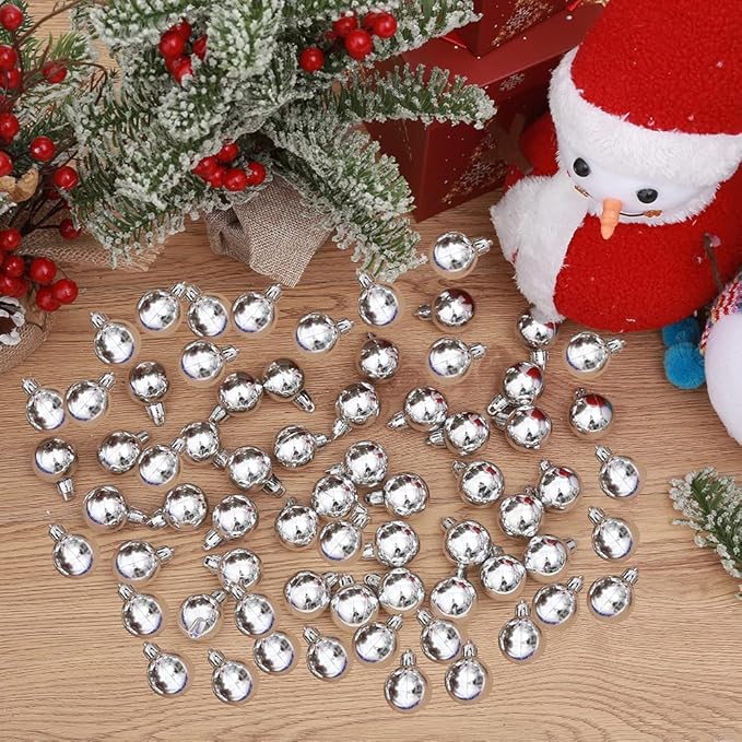 Christmas Ball Ornaments Silver 144pcs Small Christmas Tree Balls for Xmas Holiday Wedding Party Decoration, Tree Ornaments 1.18-Inch