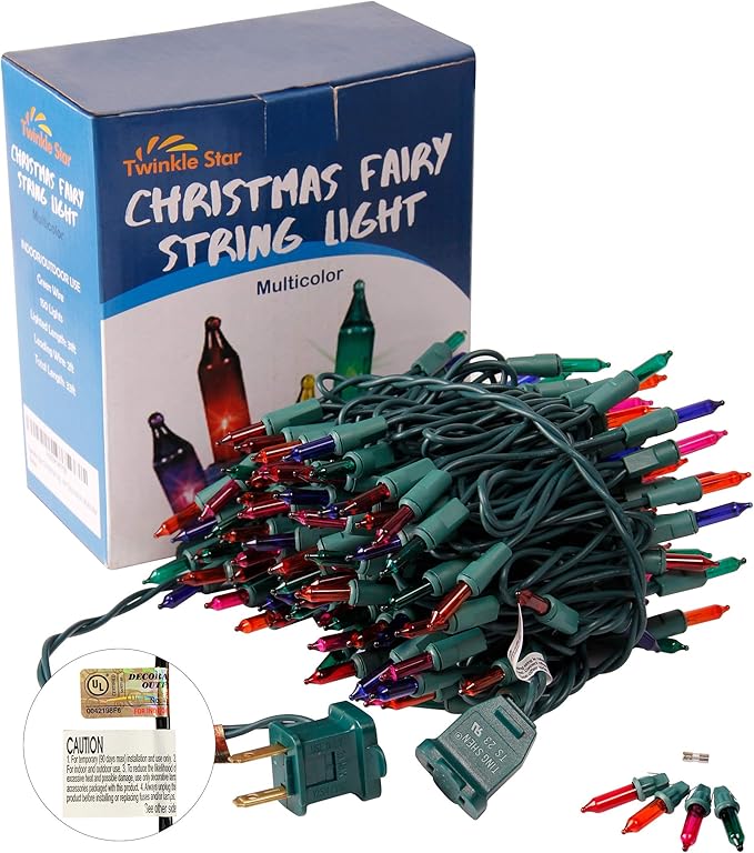 Christmas Lights Indoor Outdoor, 33FT 150 Lights Multicolor Christmas Tree Lights, 120V UL Certified Incandescent Mini String Light for Xmas Decoration, Holiday, Party, Home(No Twinkle Function)