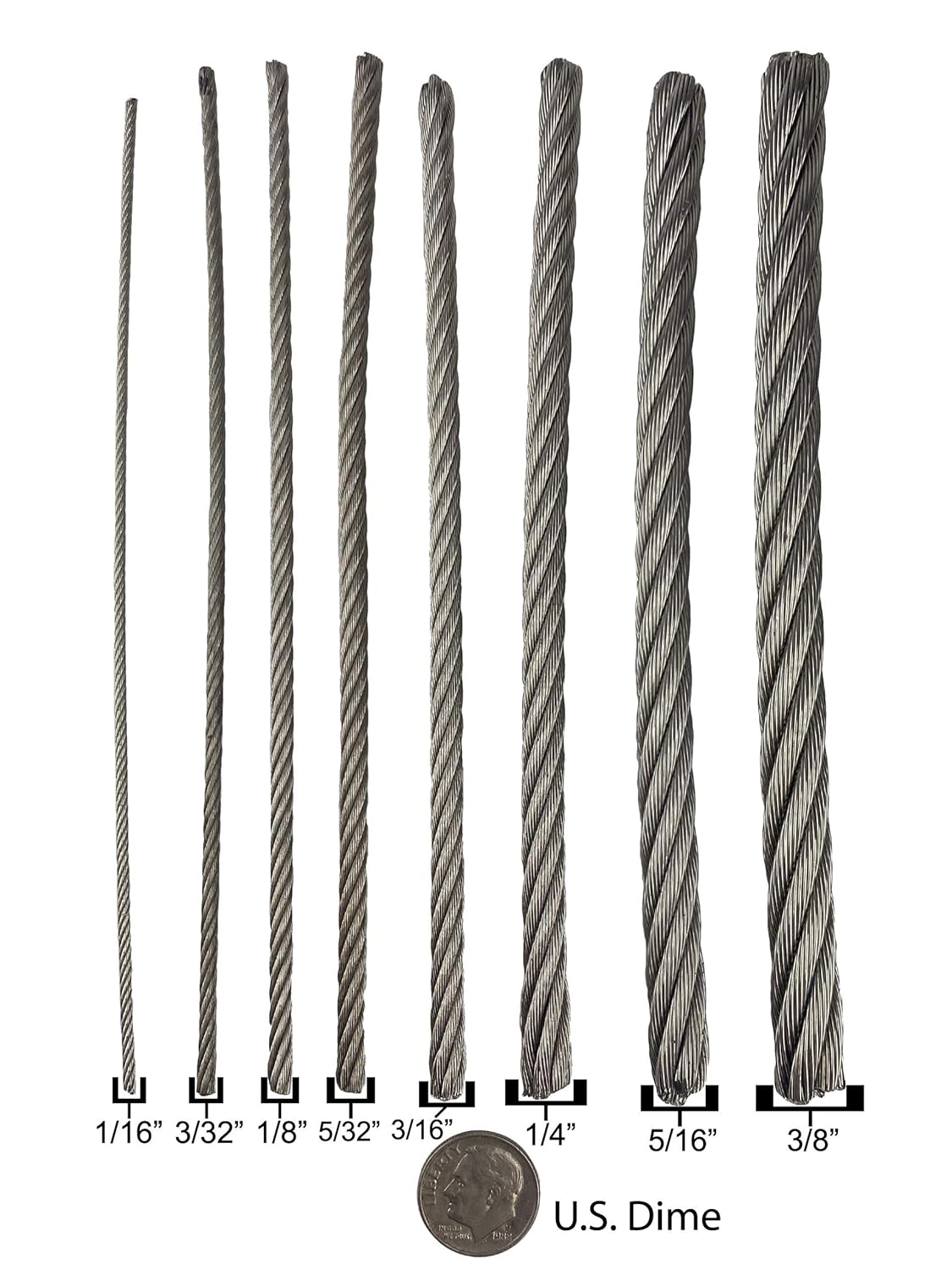 3/8" x 500' 7x19 Galvanized Wire Rope (MBL: 14,400 lbs.)