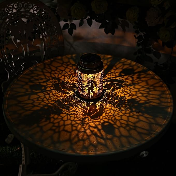 Cooo 2 Pack Solar Lanterns Outdoor Waterproof Bigfoot Sasquatch Christmas Trees Solar Pathway Lights Landscape Path Christmas Gifts for Women Mom Grandma for Outdoor Table Lamps Garden Yard Decor-Gold