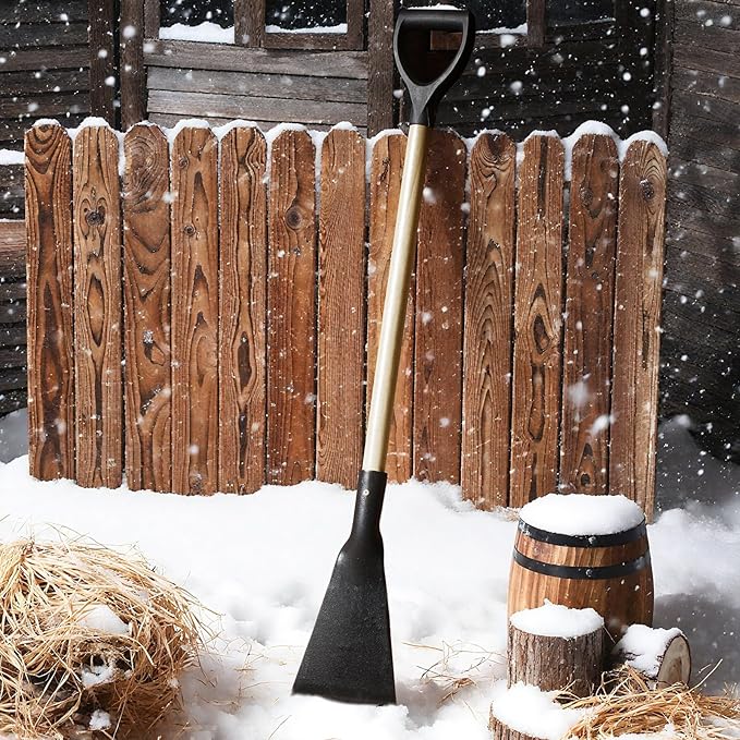 Lasnten 2 Pcs 42 Inch Heavy Duty Stainless Steel Ice Chopper with Advanced Wooden Handle Ice Scraper Snow Removal Equipment for Driveway Sidewalk Roads
