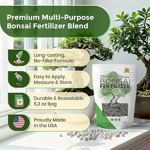 Leaves and Soul Bonsai Fertilizer Pellets |18-6-8 Slow Release Pellets for Seedlings, Mature Plants, All Tree Types | Multi-Purpose Blend & Gardening Supplies, No Fillers | 5.2 oz Resealable Packaging