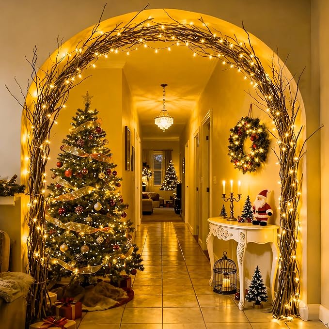 JMEXSUSS 500 LED Christmas Lights Outdoor, 173ft Warm White Christmas Tree Lights, 8 Modes Plug in Twinkle String Light for Outside Holiday Indoor Ceiling House Xmas Decorations