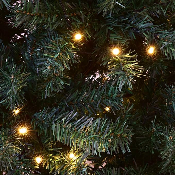 HAPPYGRILL 7.5FT Pre-lit Christmas Tree Artificial Hinged Xmas Tree for Home Holiday Décor, Metal Stand PVC Material 400 LED Lights, 1346 Branches Easy Setup & Storage