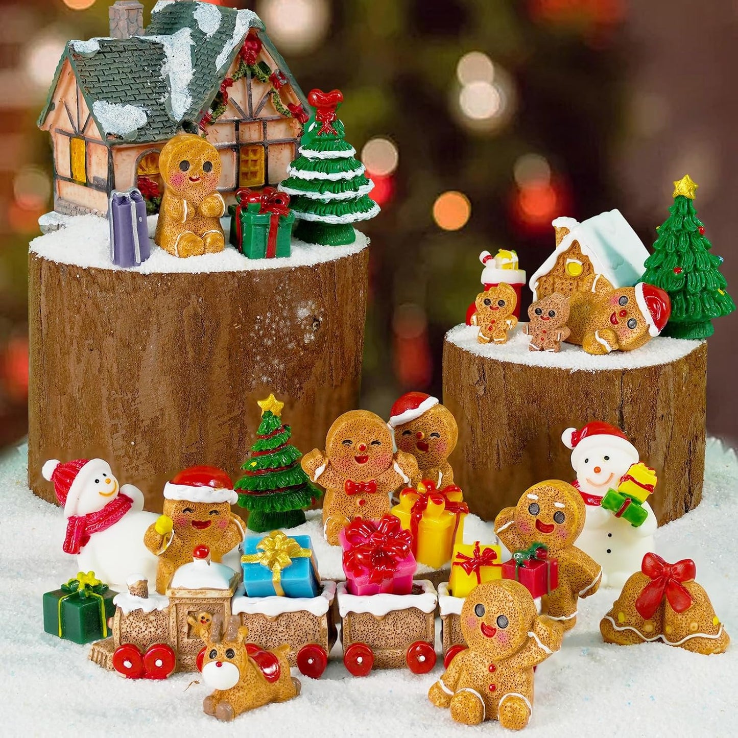 30 Pcs Mini Christmas Figurines Christmas Miniature Gingerbread Man for Fairy Garden and Snow Globes Christmas Decor