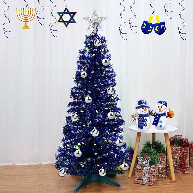 4 Ft Christmas Tree Remote Control 8 Modes Dual Color Change Timer 100 Warm White&Colored Lights 18 Christmas Ball Ornaments 3D Star Battery Operated Small Xmas Tree Table Indoor Holiday Party Decor