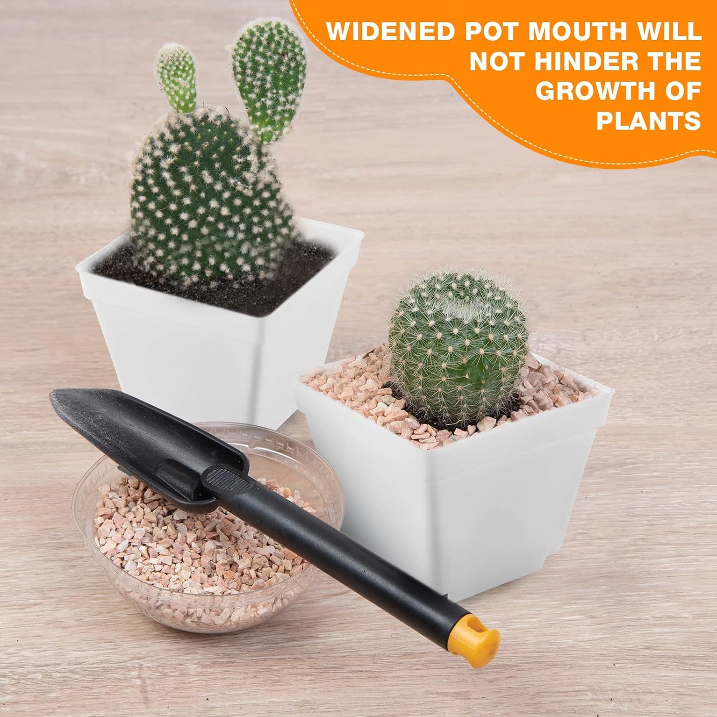 100 Pieces 4 Inch Flower Pots Square Plants Nursery Pot Plastic Plant Seedling Pots Nursery Transplanting Planter Container with Saucer for Indoor Herbs Succulents Balcony Garden Office (White)