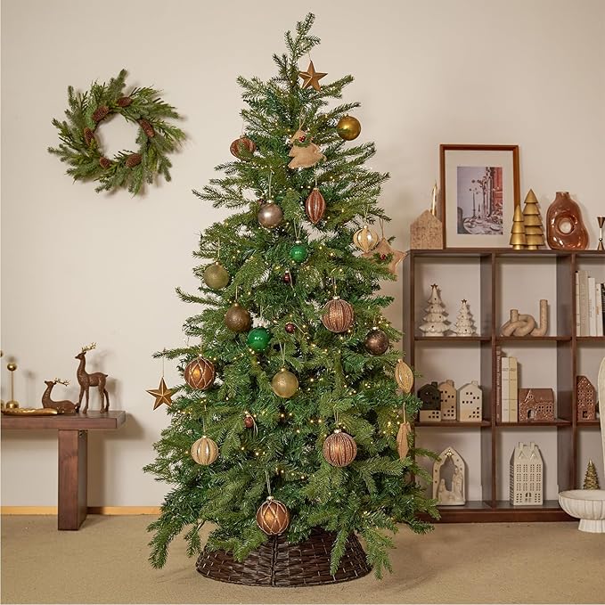 DN DECONATION Christmas Decorations Balls Set Indoor, Green Glass Christmas Tree Balls Ornaments, 9PCS 3.14” Holiday Hanging Ornaments for Christmas Tree Decorations & Winter Decor