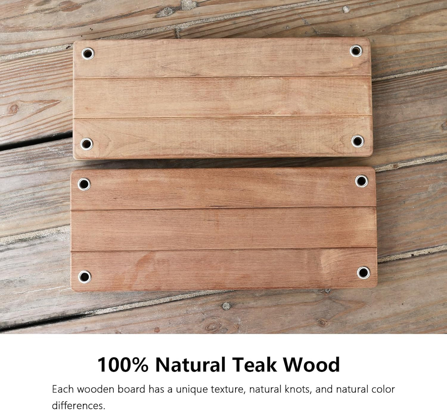 Teak Wood Swing 18.6"x7.6" - Outdoor Wooden Tree Swing Seat for Adults & Kids, Backyard Wood Swings with Height Adjustable Design