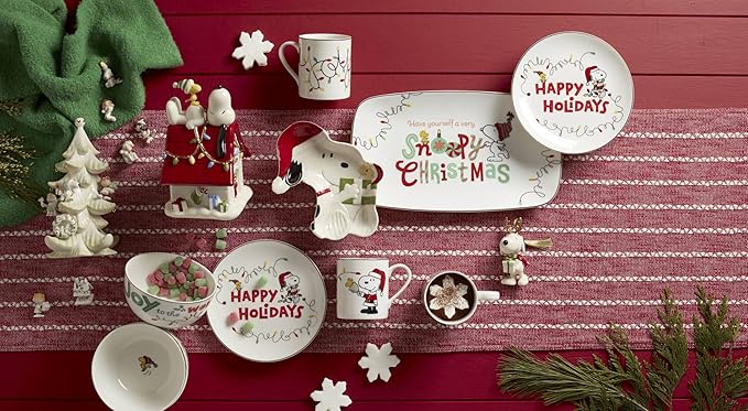Lenox 896323 Snoopy Christmas Candy Dish, Holiday Hosting