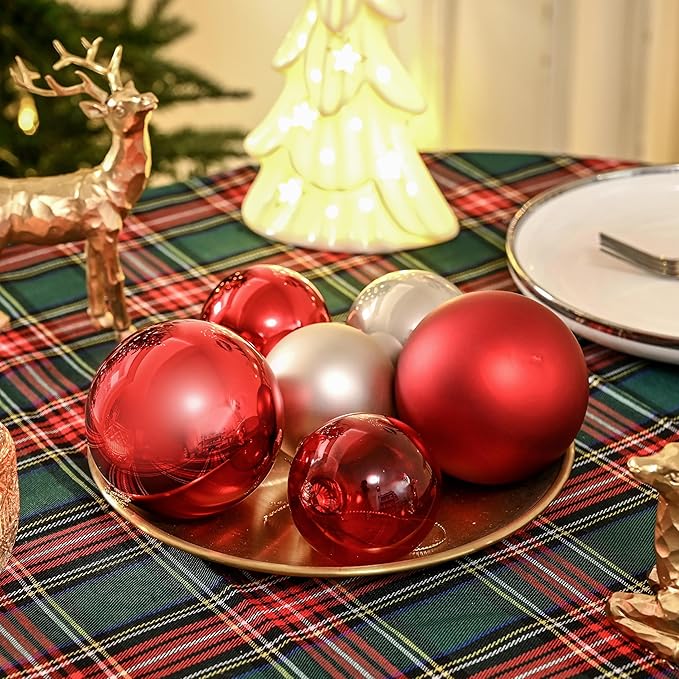 Red Glass Christmas Ball Ornaments, 3.15’’ Burgundy Ornament for Christmas Tree Set of 9 with 3 Different Finishes, Vintage Xmas Balls for Home Decor, Thanksgiving Party Gift