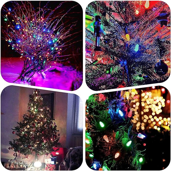Battery Operated 18ft 50 LED C3 String Lights - Multicolor, Waterproof, Indoor/Outdoor Christmas Tree Wreath Party Decoration