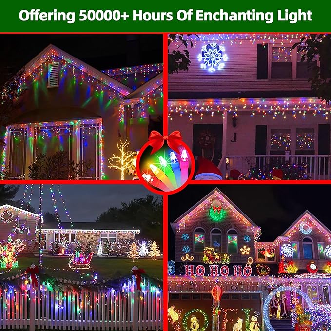 504 LED Christmas Lights with 112 Drops, 50ft 12 Modes Multicolor Fairy String Lights with Timer Dimmable, Waterproof Twinkle Lights for Indoor Outdoor Holiday Wedding Party Eaves Yard Christmas Decor