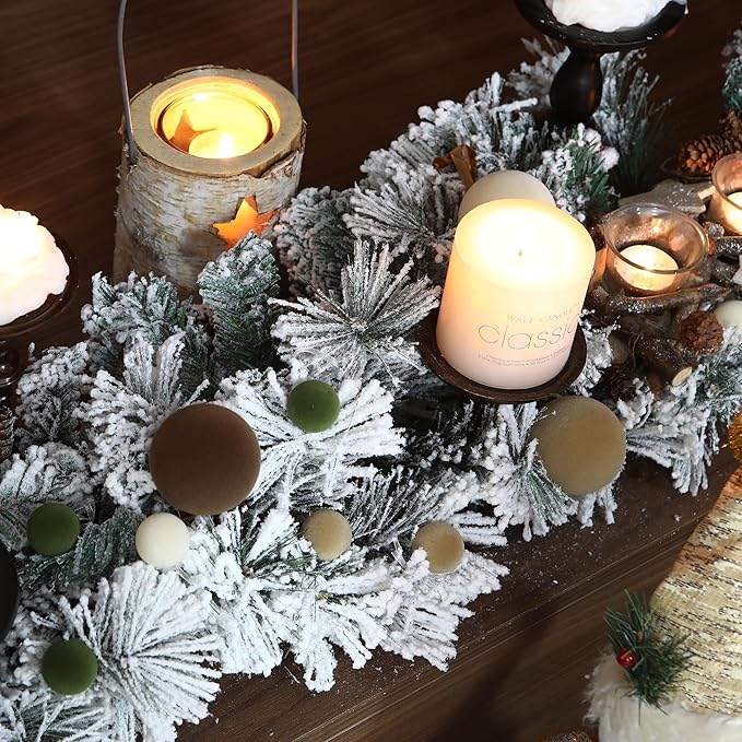 Sea Team 64-Pack Miniature Flocked Velvet Christmas Tree Ball Ornaments Set, Hanging Velour Baubles, Shatterproof Plastic Decorations for Xmas Tree, Wreath, Garland, 30mm/1.18 Inches, Prairie Fall