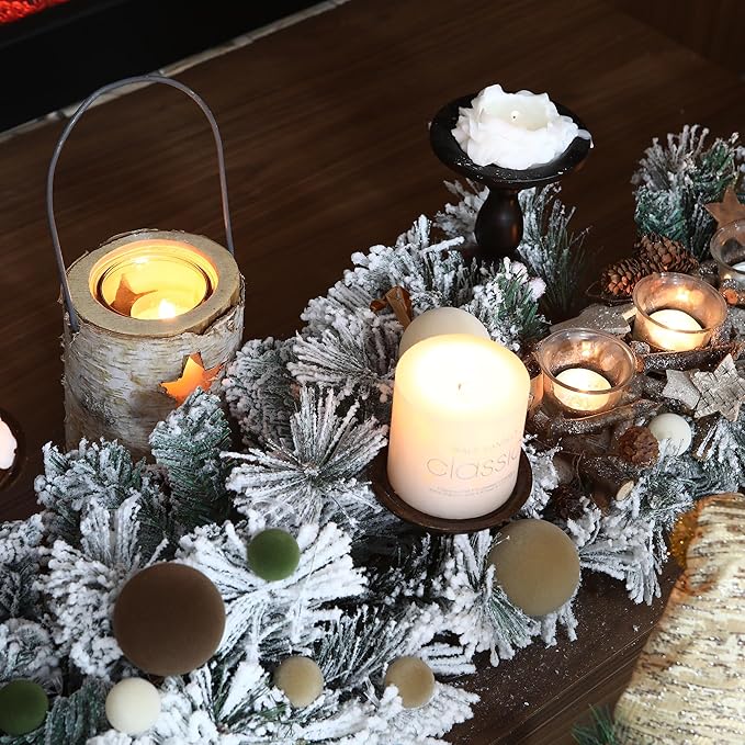 Sea Team 16-Pack Flocked Velvet Christmas Tree Ball Ornaments Set, Hanging Velour Baubles, Shatterproof Plastic Decorations for Xmas Tree, Wreath, Garland, 80mm/3.15 Inches, Olive Green