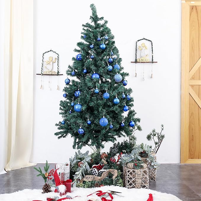 LANGXUN 36pcs Blue Christmas Tree Decorations Balls, Bolas De Navidad, 2025 Christmas Decor, Indoor Outdoor Shatterproof Christmas Ornaments, Xmars Party Wedding Suppiles
