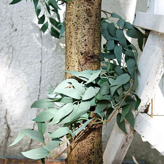 FiveSeasonStuff Hanging Rustic Willow Garlands, Bendable Artificial Greenery Vine Leaves for Wedding Home Decoration (2 pcs, 11.8 feet)