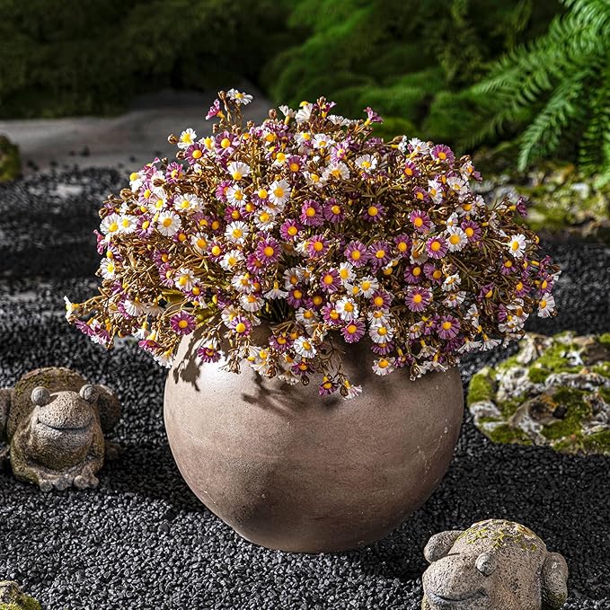 Artificial Daisy Flowers for Outdoor 16 Bundles Faux Daisy Flower UV Resistant No Fade Floral for Home Indoor Outside Garden Porch Window Box Balcony Yard Porch Fall Decor (Purple)