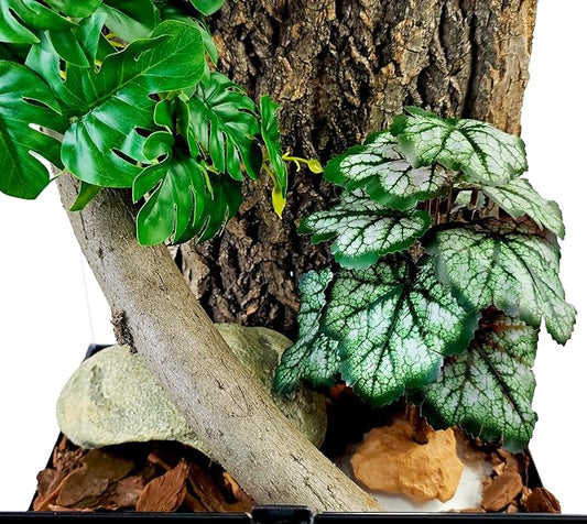 Woyrise Reptile Artificial Plants for Terrarium Decor, Amphibian Habitat Decorations Bearded Dragon Tank Accessories fit Crested Gecko Leopard Lizard Chameleon Snake Frog - Fake Green Heuchera