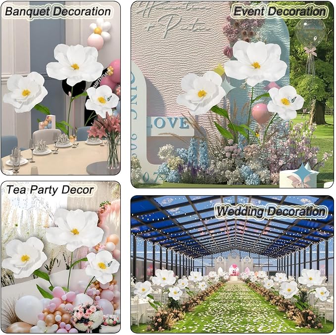 5.8 Ft Giant Artificial Flowers for Decoration,Large EVA Flower Decor,Wedding Arrangements, Birthday Party Banquet Background,Hotel,Office,Window Display(White)