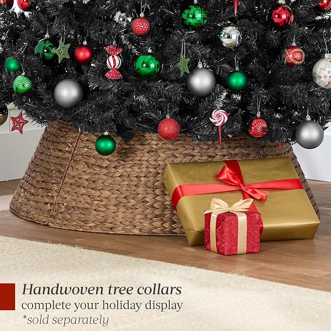 Best Choice Products Artificial Christmas Tree, 7.5ft Premium Pre-Lit Realistic Spruce Holiday Décor w/Dense Branches, Metal Base - Black Spruce