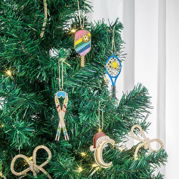 2025 Christmas Letter Ornaments, Letter C Ornaments for Xmas Tree, Hanging Christmas Red Hat Ornament for Mother Best Friends Sister Wife