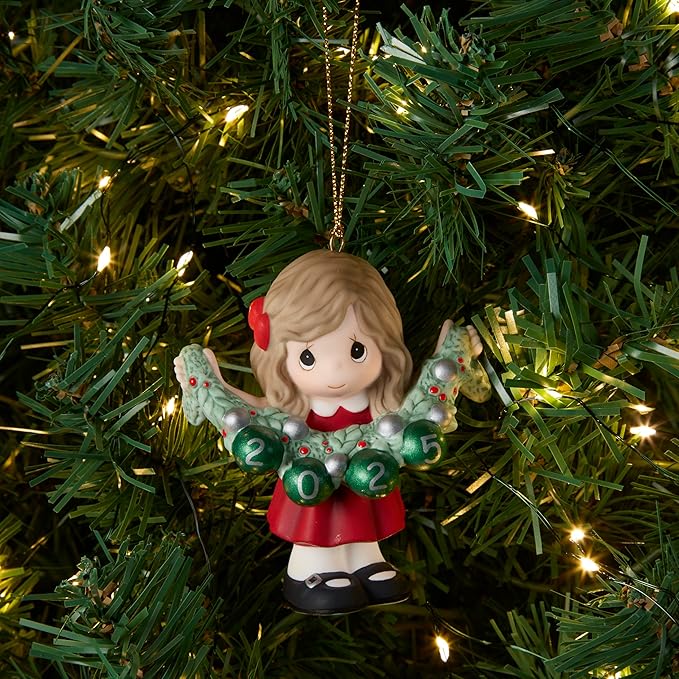Precious Moments Deck The Halls 2025 Dated Girl Bisque Porcelain Ornament – Trim the Tree Keepsake – 251002