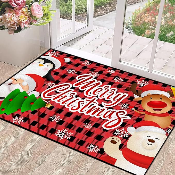 Christmas Area Rug Bedroom Living Room Rugs Xmas Decorative Area Rug Non-Slip Indoor Throw Rug Washable Rug Floor Carpet for Kitchen Nursery,63" X 31"