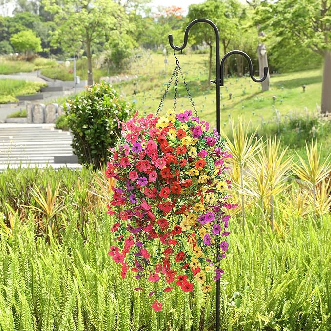 Artificial Hanging Flowers for Outdoors Faux Plants for Spring Summer Decoration,6 Bundles UV Resistant Realistic Silk Flowers Indoor Outside Garden Porch Patio Balcony Yard Farmhouse