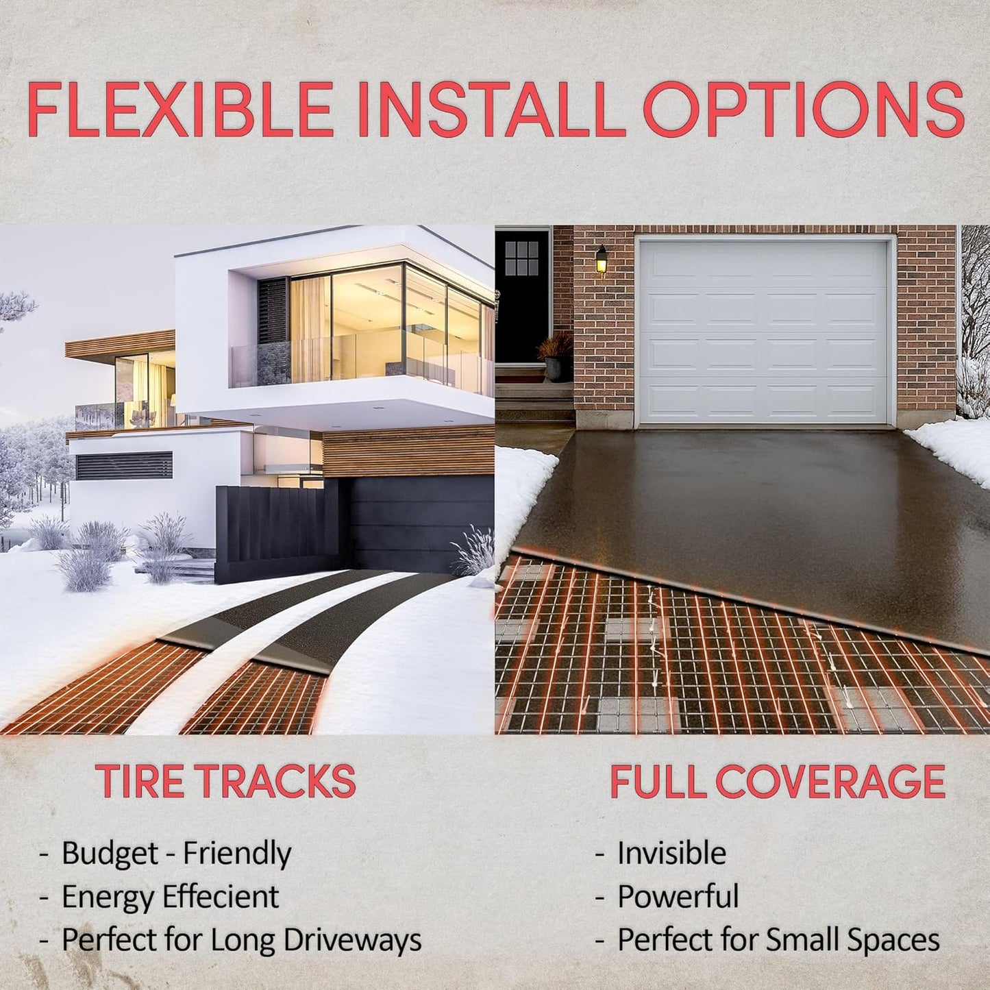 Electric Snow and Ice Melting Underground Cable 171 feet, Covers 57 sqft at up to 38 Watts/sqft, 240V – Radiant Heated Driveways, Walkways, Stairs – Installs Under Concrete, Asphalt, or Pavers