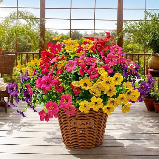 20 Bundles Artificial Flowers for Outdoors – UV Resistant Artificial Plants Outdoor, Realistic Silk Fake Flowers No Fade, for Porch, Garden, Patio, Planter